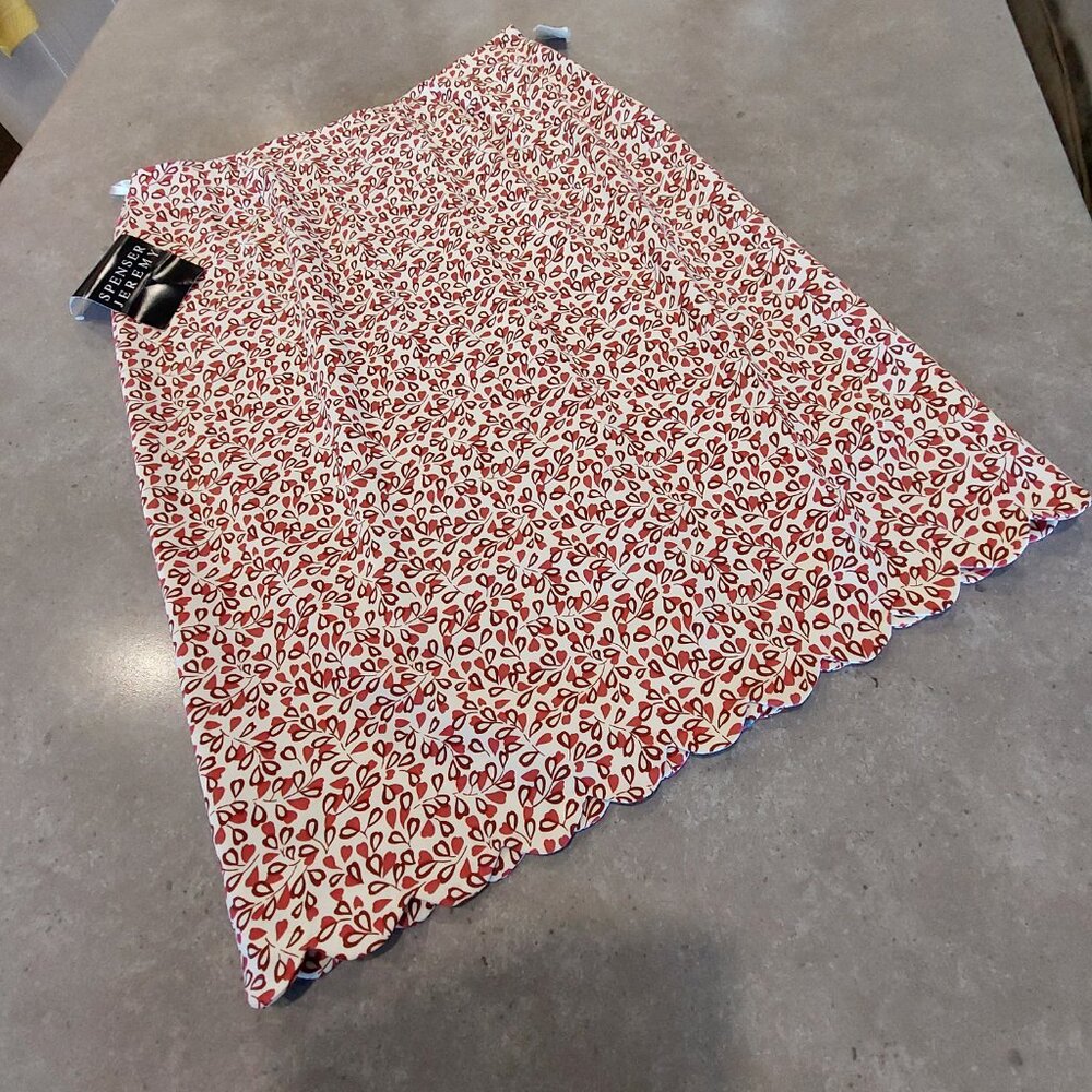 SPENCER JEREMY Women's Mini Floral Pencil l Skirt w/Scalloped Hemline Sz  8 NWT